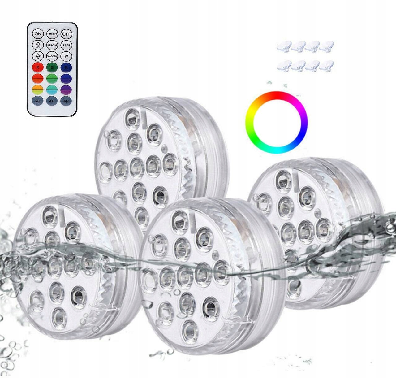 4X Podvodní Led Osvětlení S Přísavkami, Voděodolné Bazénové Lampy