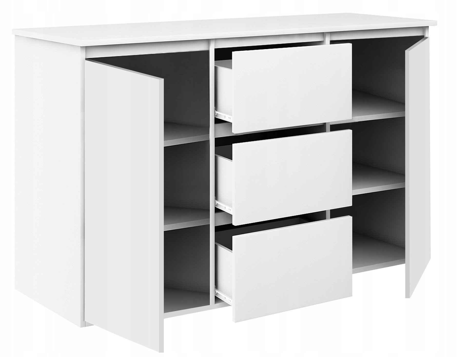 

Komoda Biała 120 CM K3 Szuflady Duża Pokój Salon