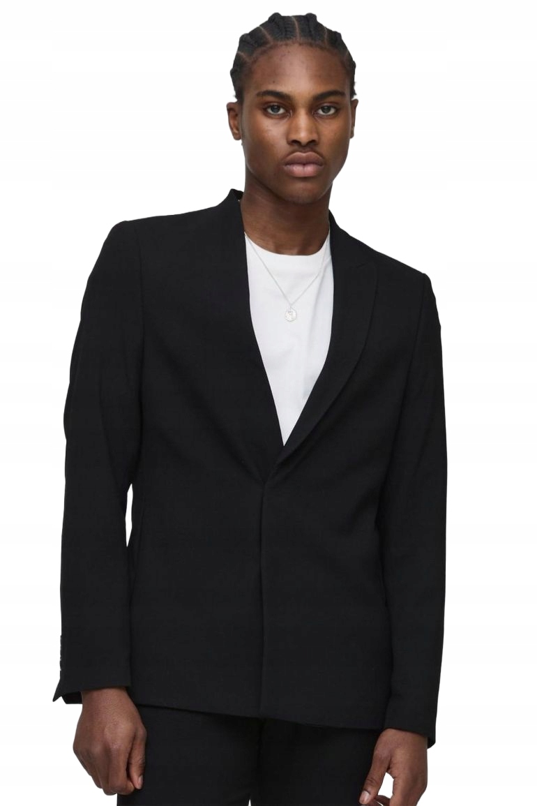 Boohooman Černá Sako Bez Zapínání Elegantní 48 Z3A