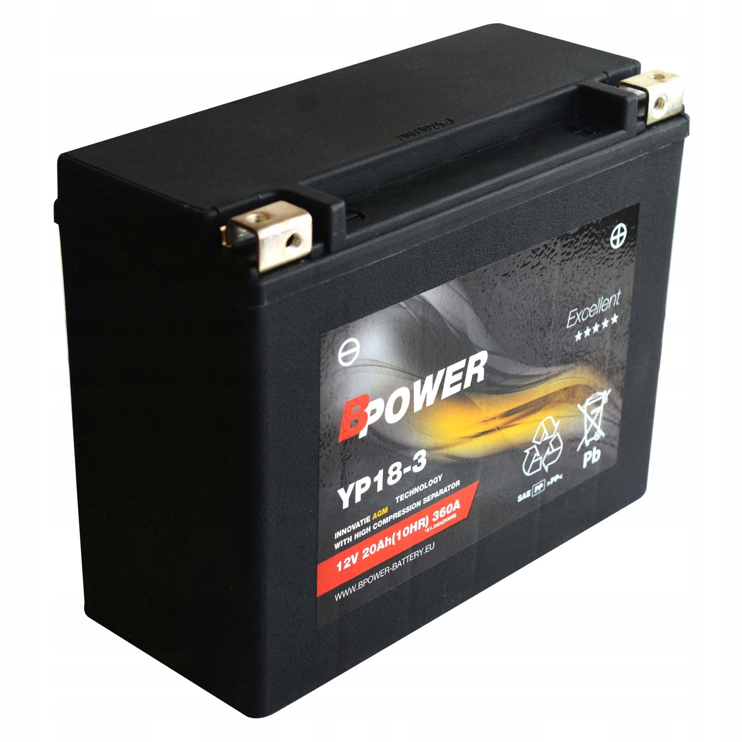 BPower Excellent AGM YP18-3 12V 20AH 360A YTX24HL
