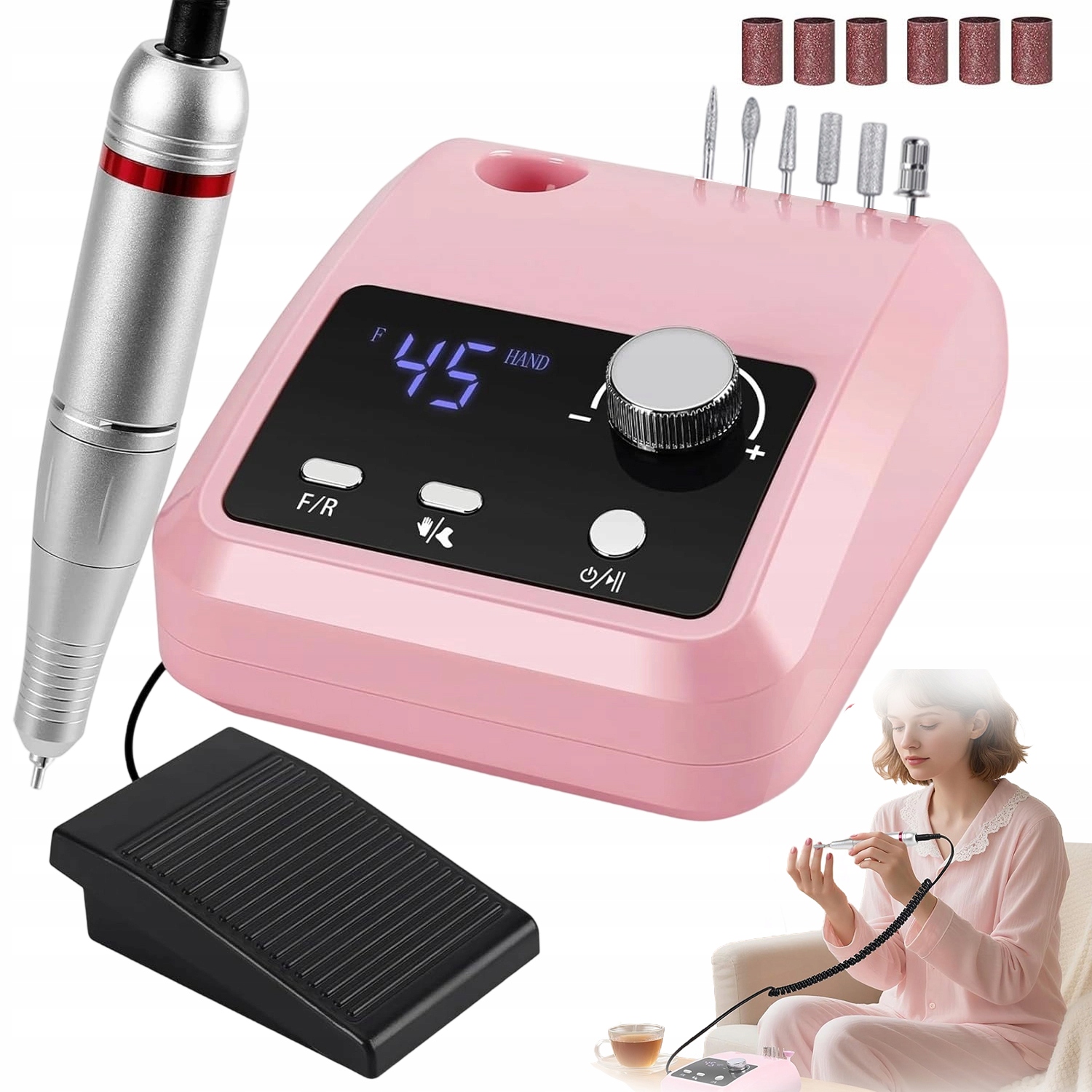 Ergonomický Elektrický Pilník S Nastavitelnou Rychlostí A LCD Displejem