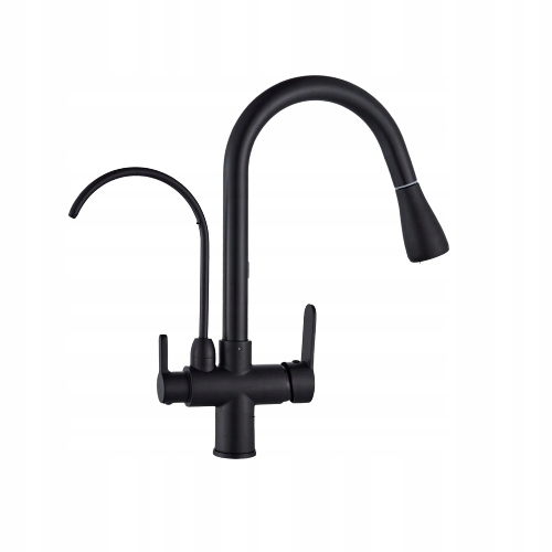 Trojcestná kuchynská batéria do filtra Čierna Retro -bk