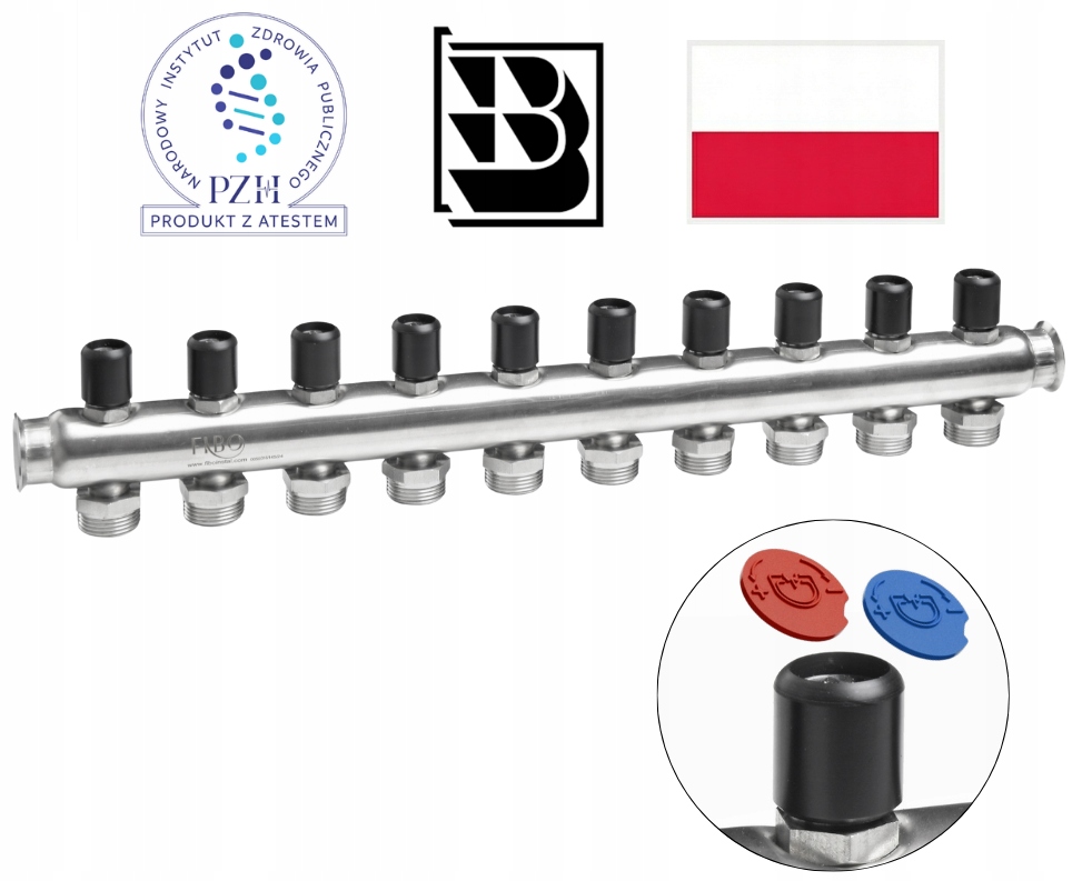 Rozdzielacz Inox Home do wody pitnej 3/4″ ze stali nierdzewnej 10 sekcji