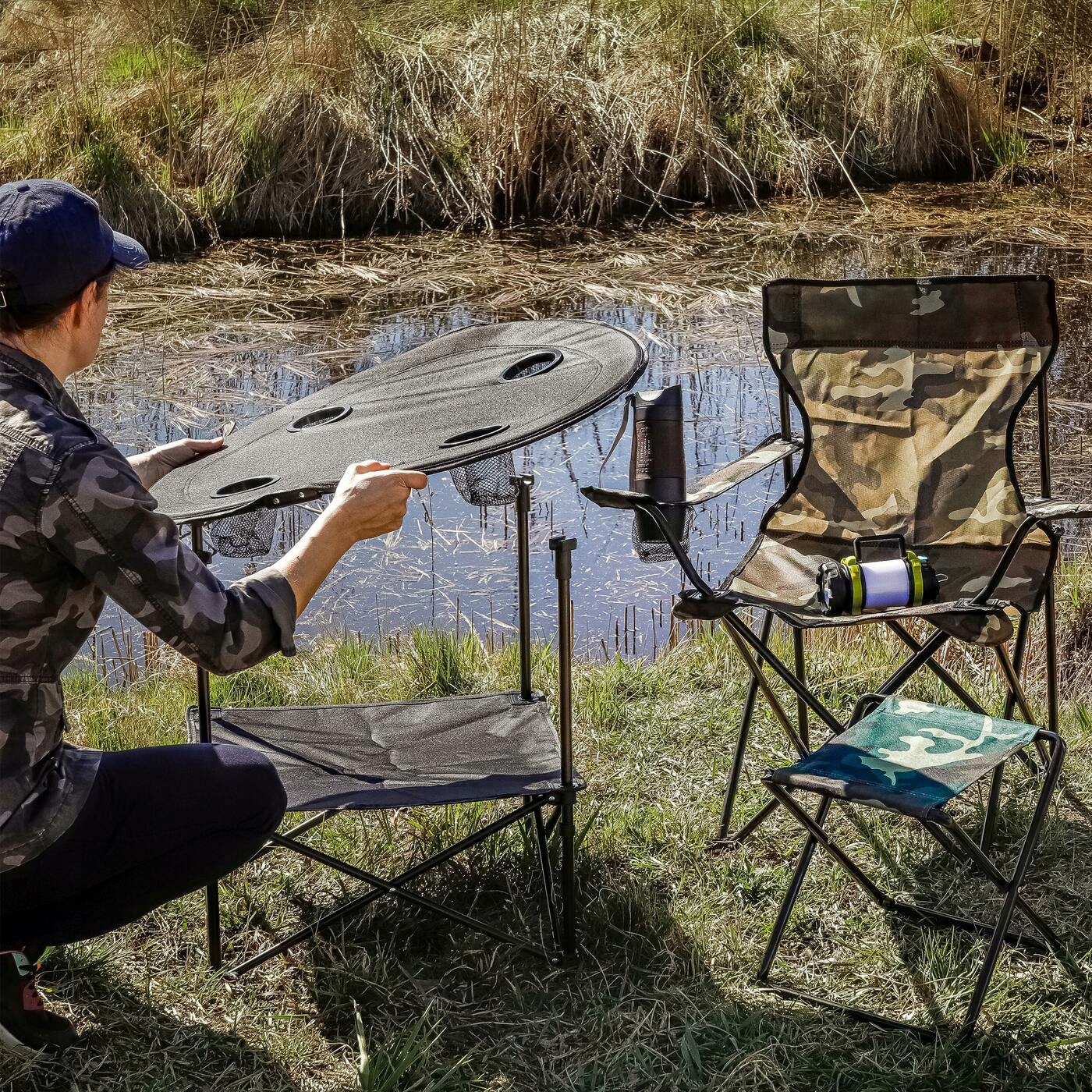 STOLIK TURYSTYCZNY SKŁADANY okrągły stół ogrodowy DO PRZYCZEPY KEMPINGOWEJ Kod producenta 5903313449182
