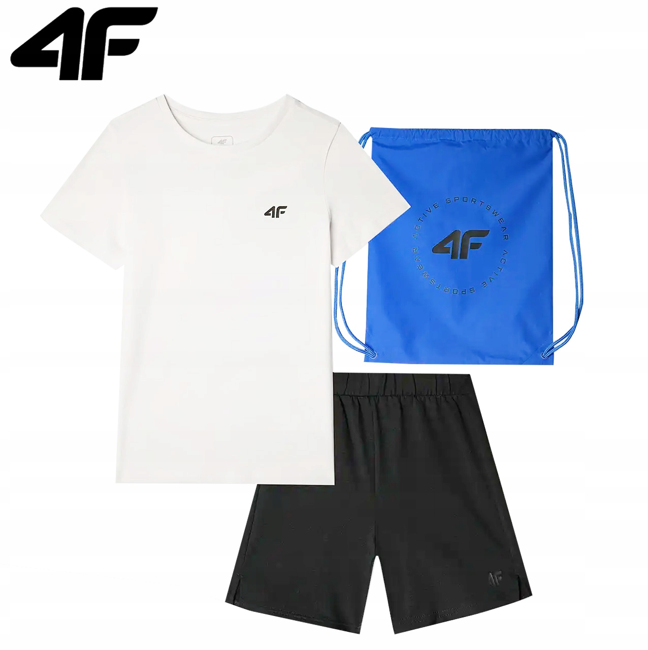 STRÓJ SPORTOWY CHŁOPIĘCY 4F NA WF TRENINGOWY T-SHIRT SPODENKI WOREK 134/140 Marka 4F