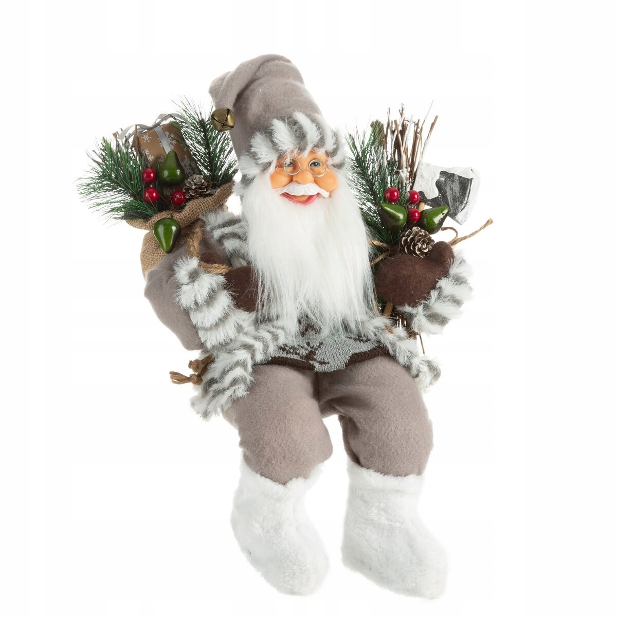 Svatý Mikuláš 40 cm Dekorativní figurka Merry Christmas stříbrná bílá