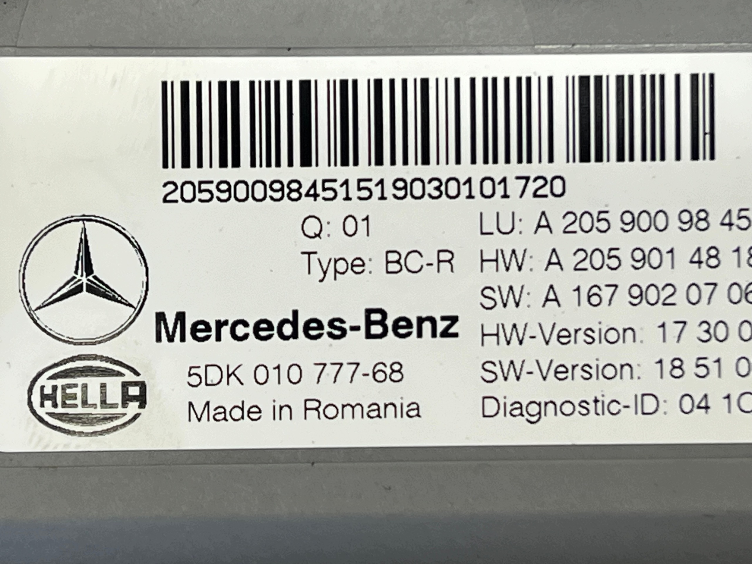 MERCEDES W205 LIFT unité commande confort A2059009845