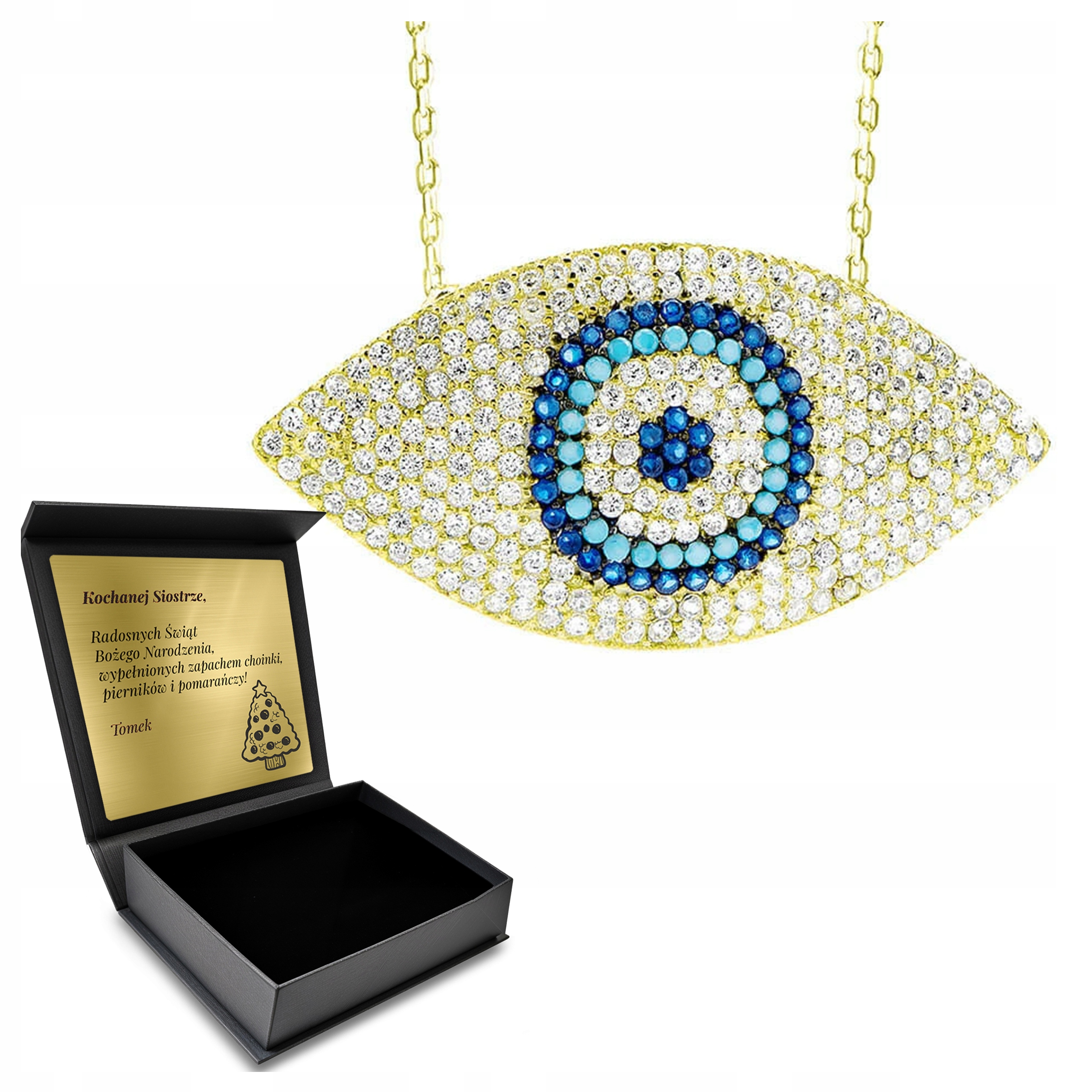 Řetízkový Řetízek ze zlata a stříbra s Krabička Oko proroka, Gravírování Bonus