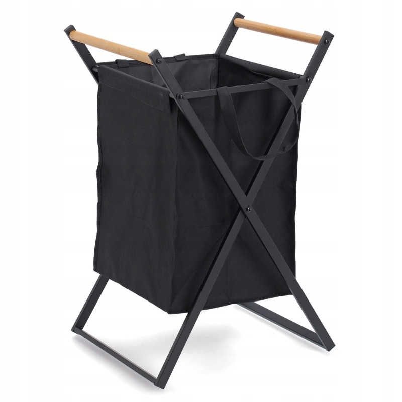 Zeller Kôš na bielizeň čierny, polyester, kov 36,2x35x68,5cm