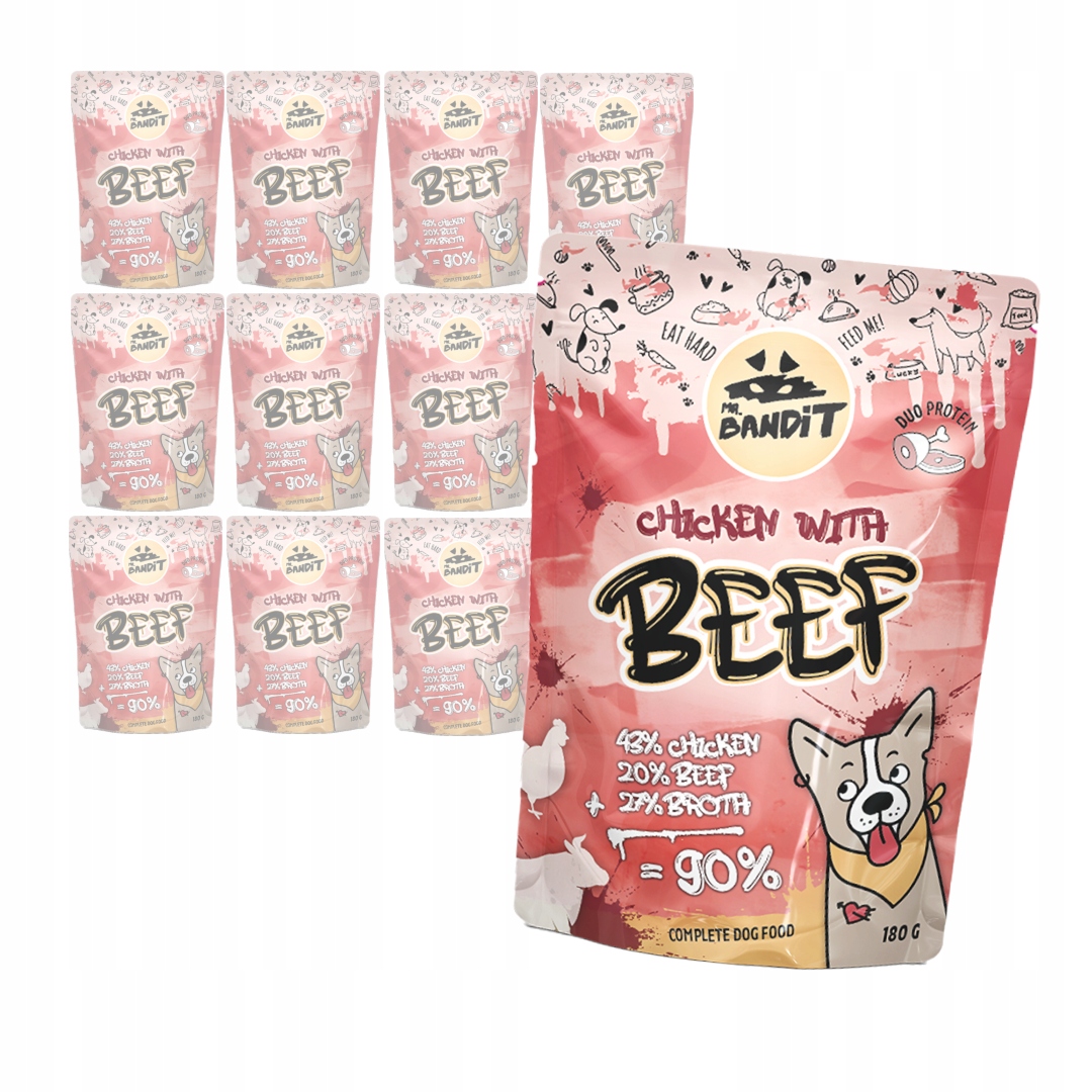 Levně Mr. Bandit Chicken with Beef 12x380g Vlhké Krmivo pro psy Kuře s hovězím masem