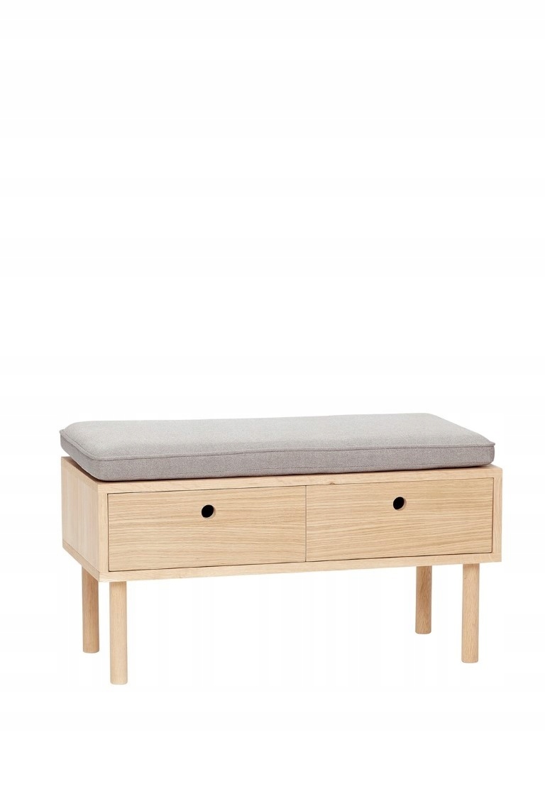 Dubová lavička s zásuvkami, Hübsch, strieborná