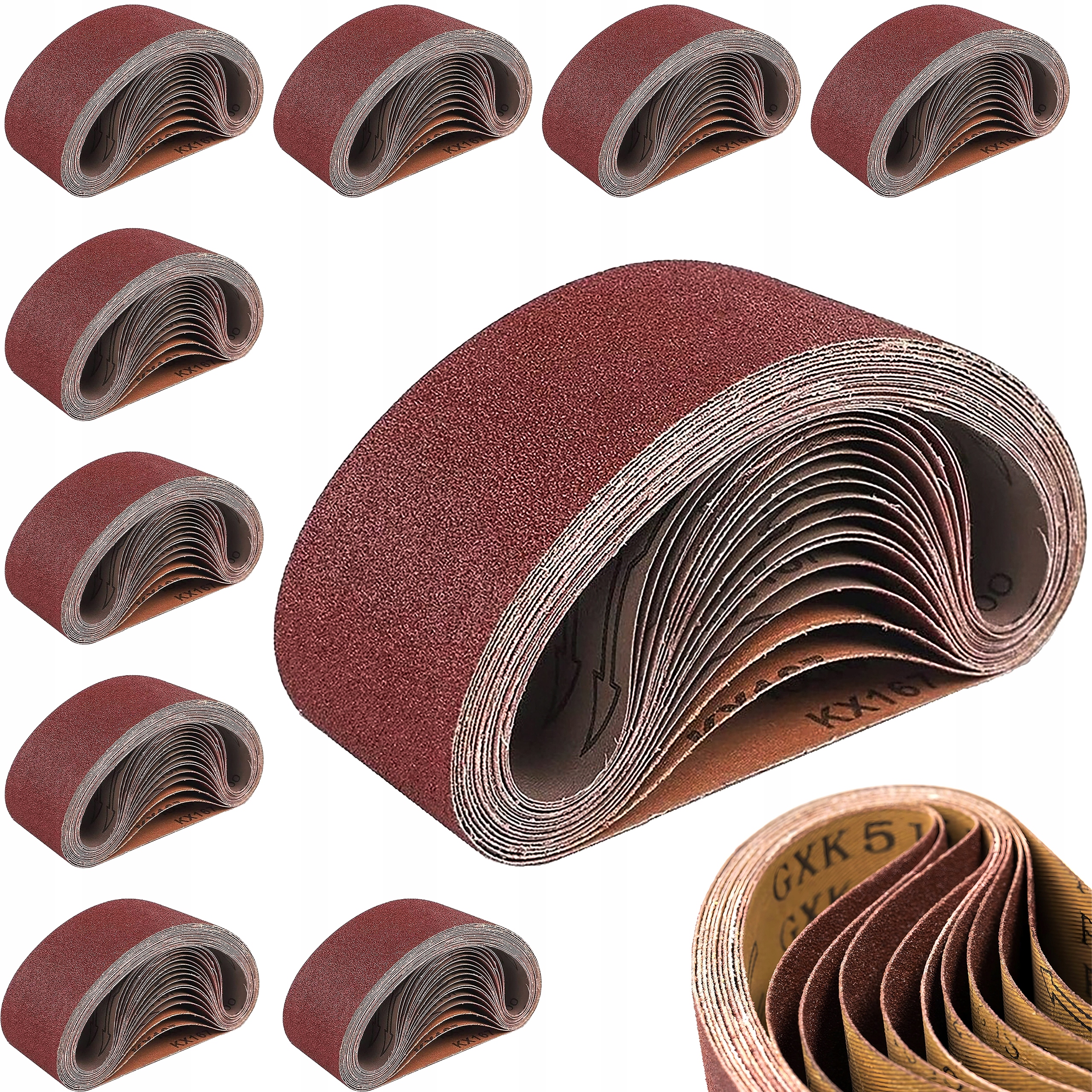 Papier Ścierny Do Szlifierki 75x533 P120 10 sztuk Taśmowej Pas Bezkońcowy