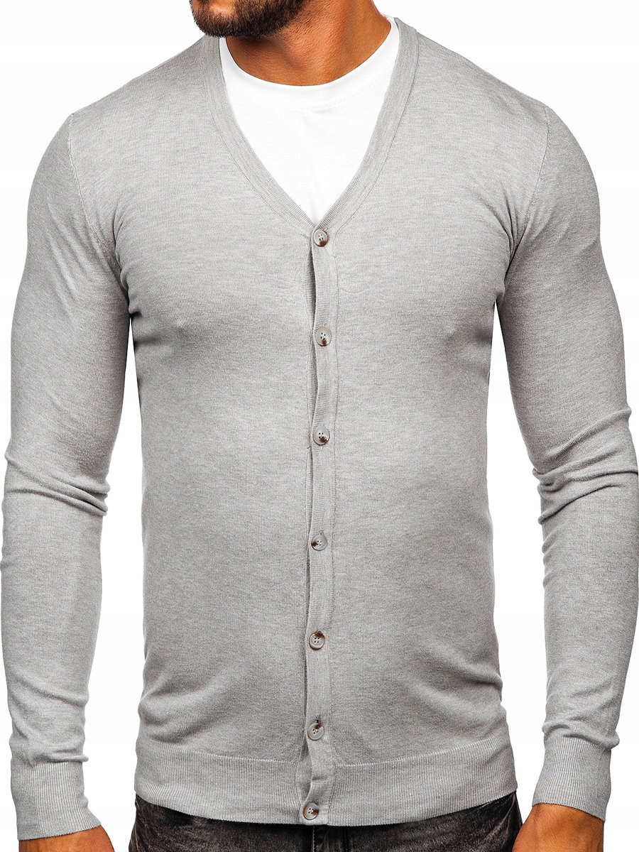 

Sweter Cardigan Rozpinany Szary MM6006 Denley_l