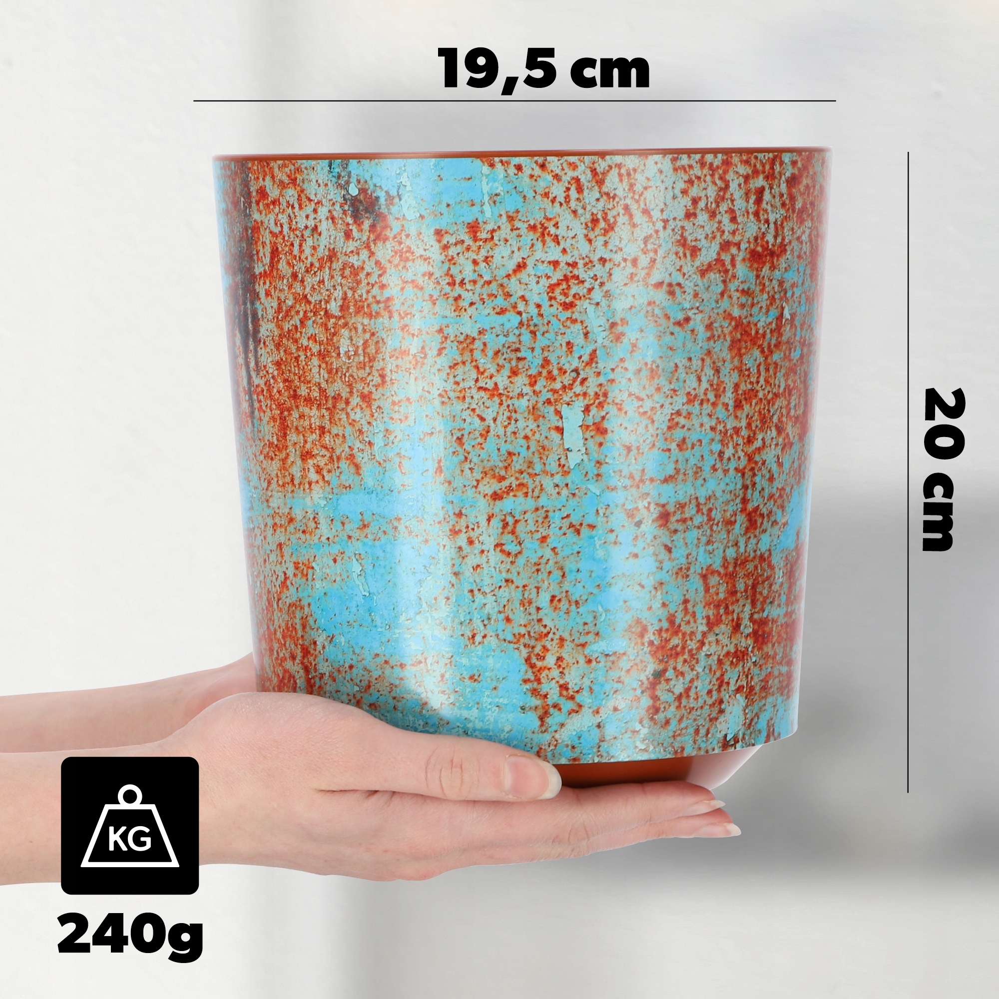 DONICZKA OSŁONKA NA DONICZKĘ KWIATY RDZAWA 19x20cm Marka Kadax