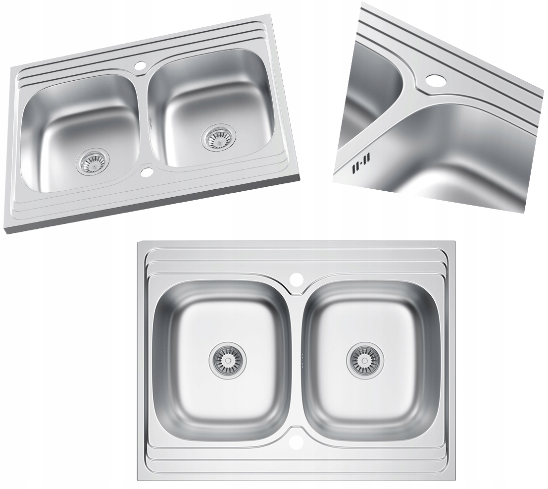 Dvojkomorový Oceľový Drez Dekor Chrómový Nanášací Drez 80x60 Sifón