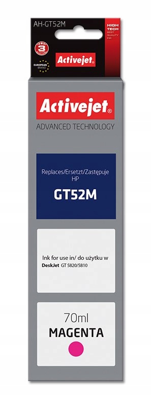Tusz Activejet AH-GT52M (zamiennik Hp GT52M M0H55AE; Supreme; 70 ml; czerwo