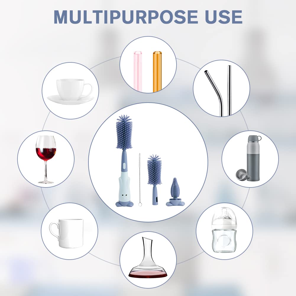 VICLOON Zestaw Szczotek Do Butelek Dla Niemowląt Silikonowy BPA Free — miniatura 5