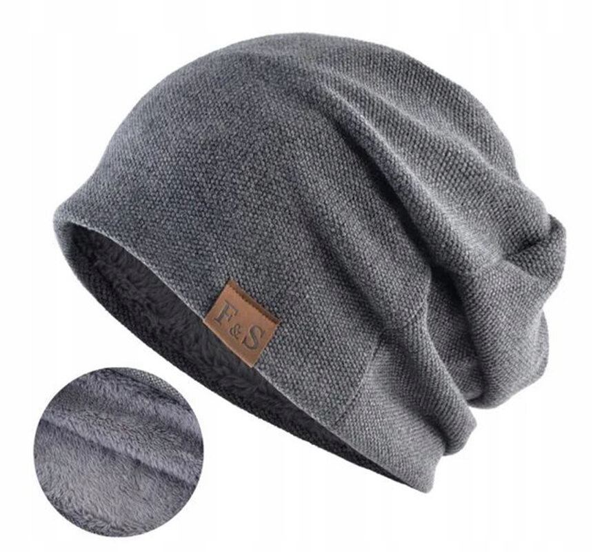 Czapka BEANIE smerfetka oversize MŁODZIEŻOWA ZIMOWA POLAR