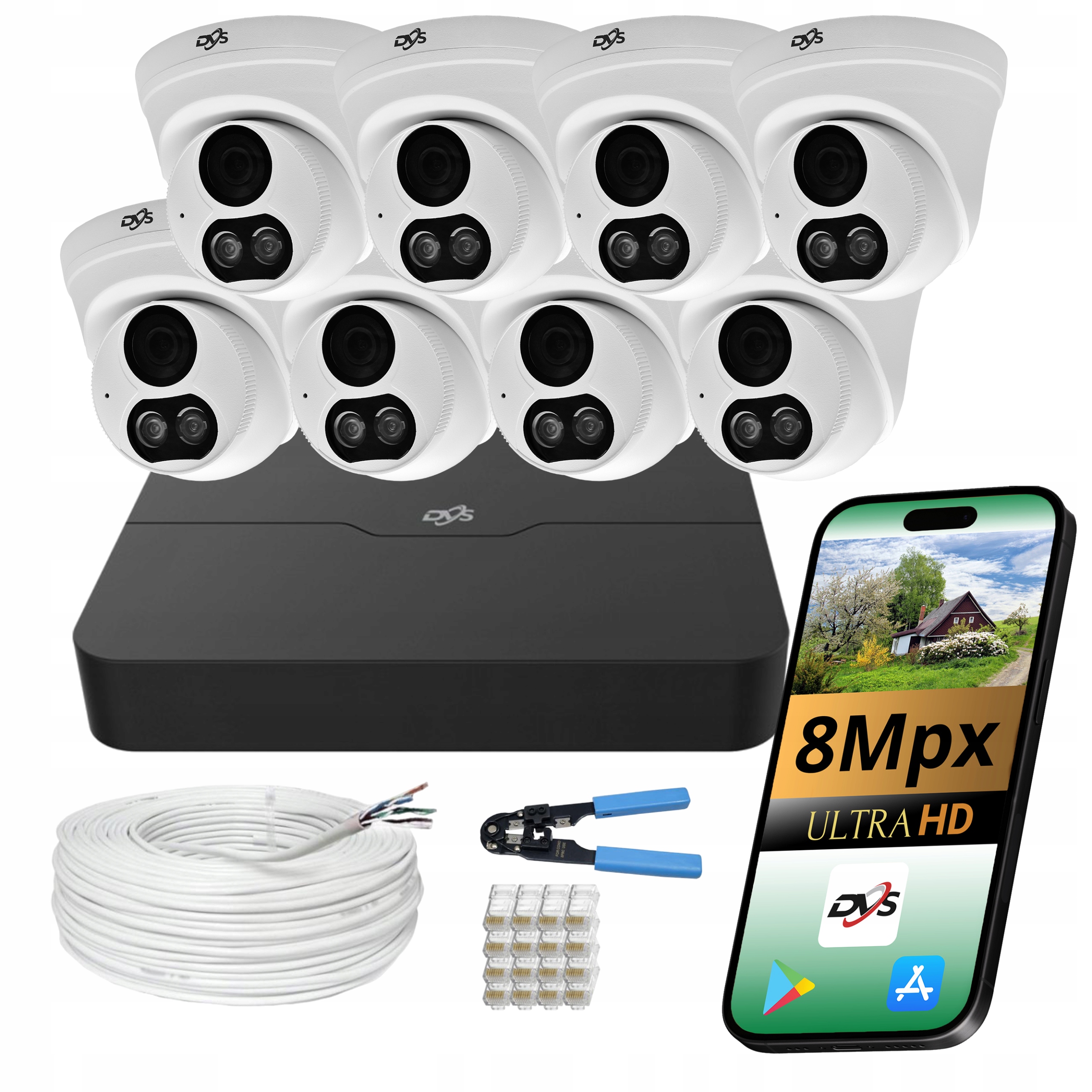 Ip Monitorovací Sada 8 Kamer Dvs 8 Mpx Kamera Poe Dul Light Venkovní Ir