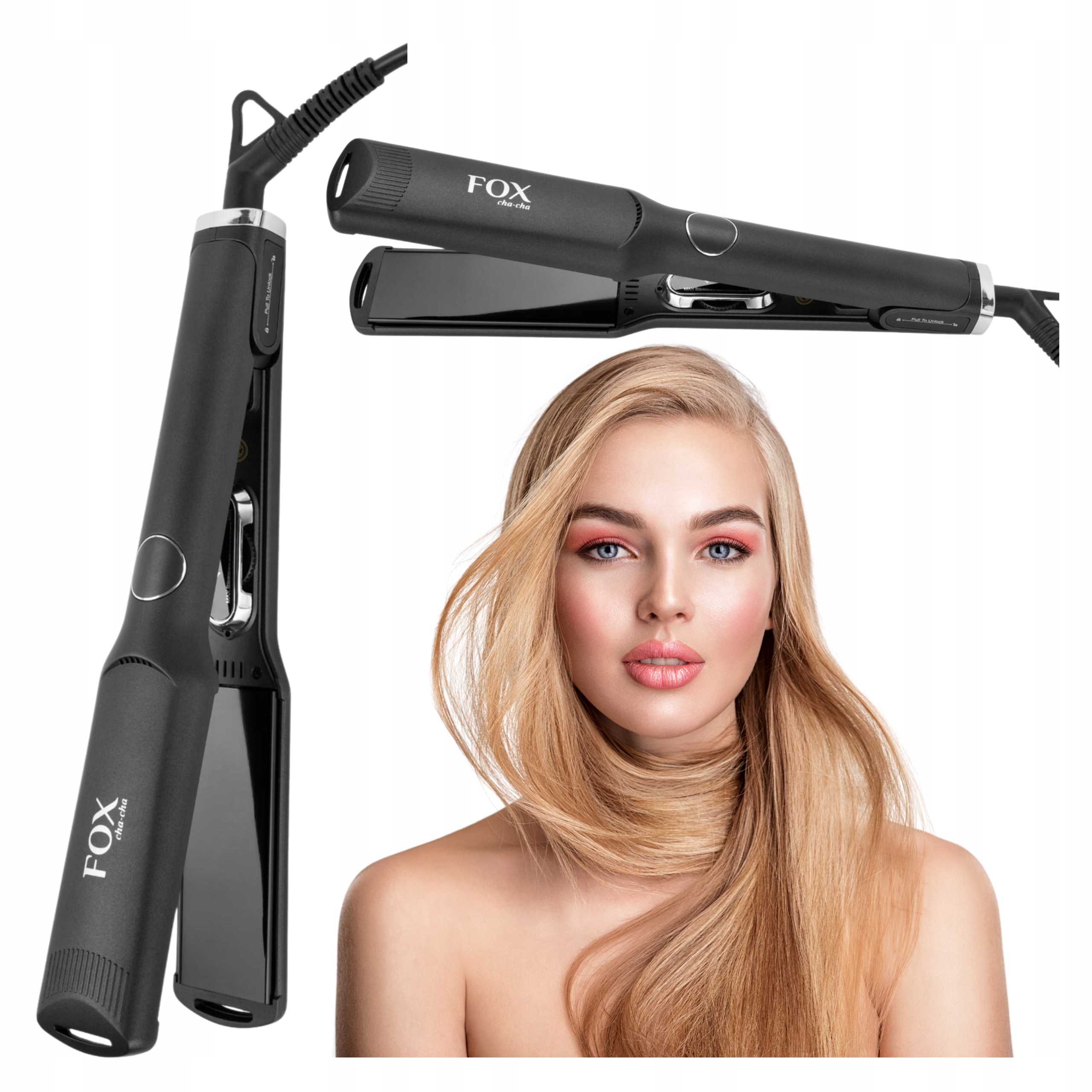 Profesjonalna Prostownica do Włosów Fox Cha Cha 43 mm Tytanowa Szeroka