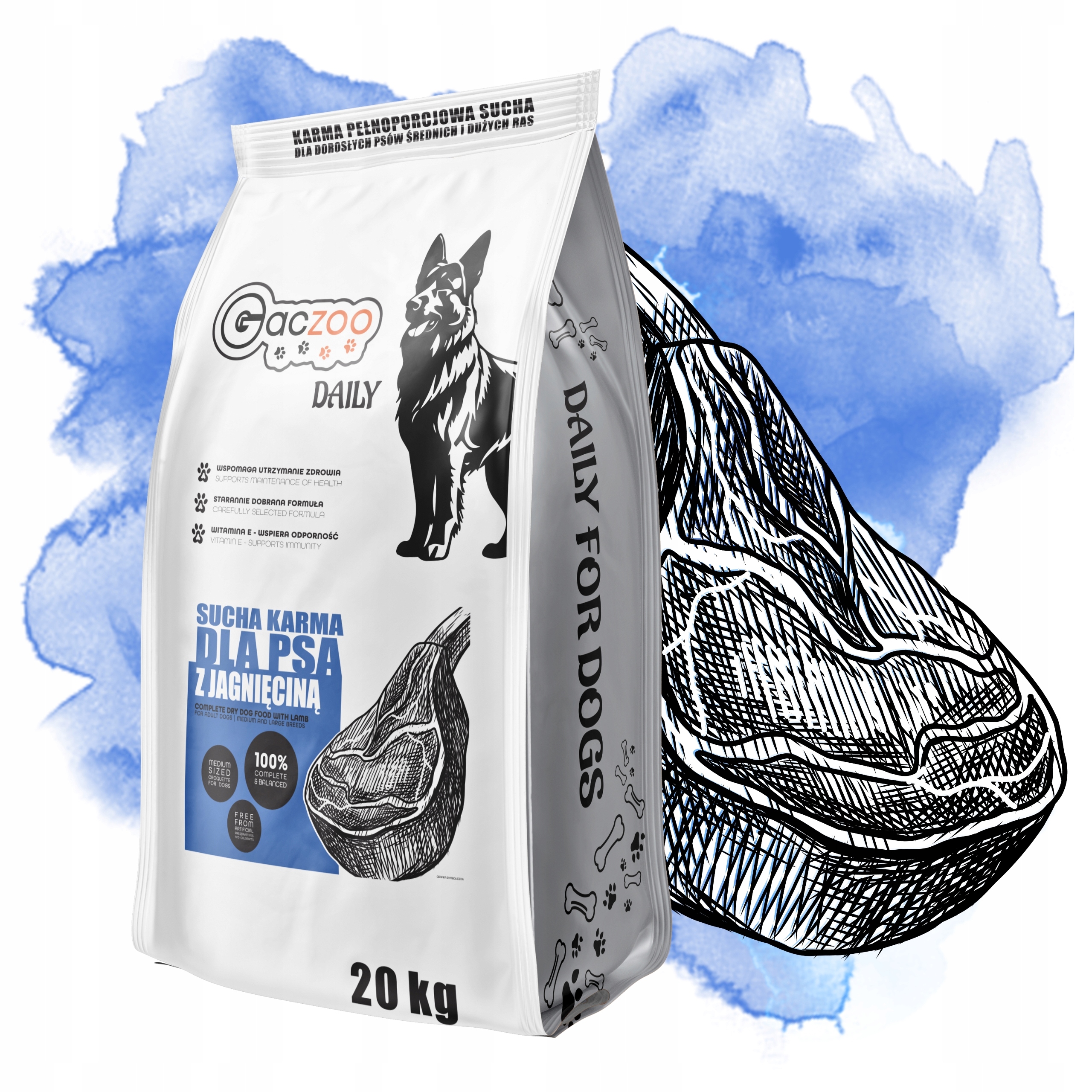 Levně Krmivo pro psy s jehněčím masem Gaczoo Daily 20 kg Adult Dog s vitamíny