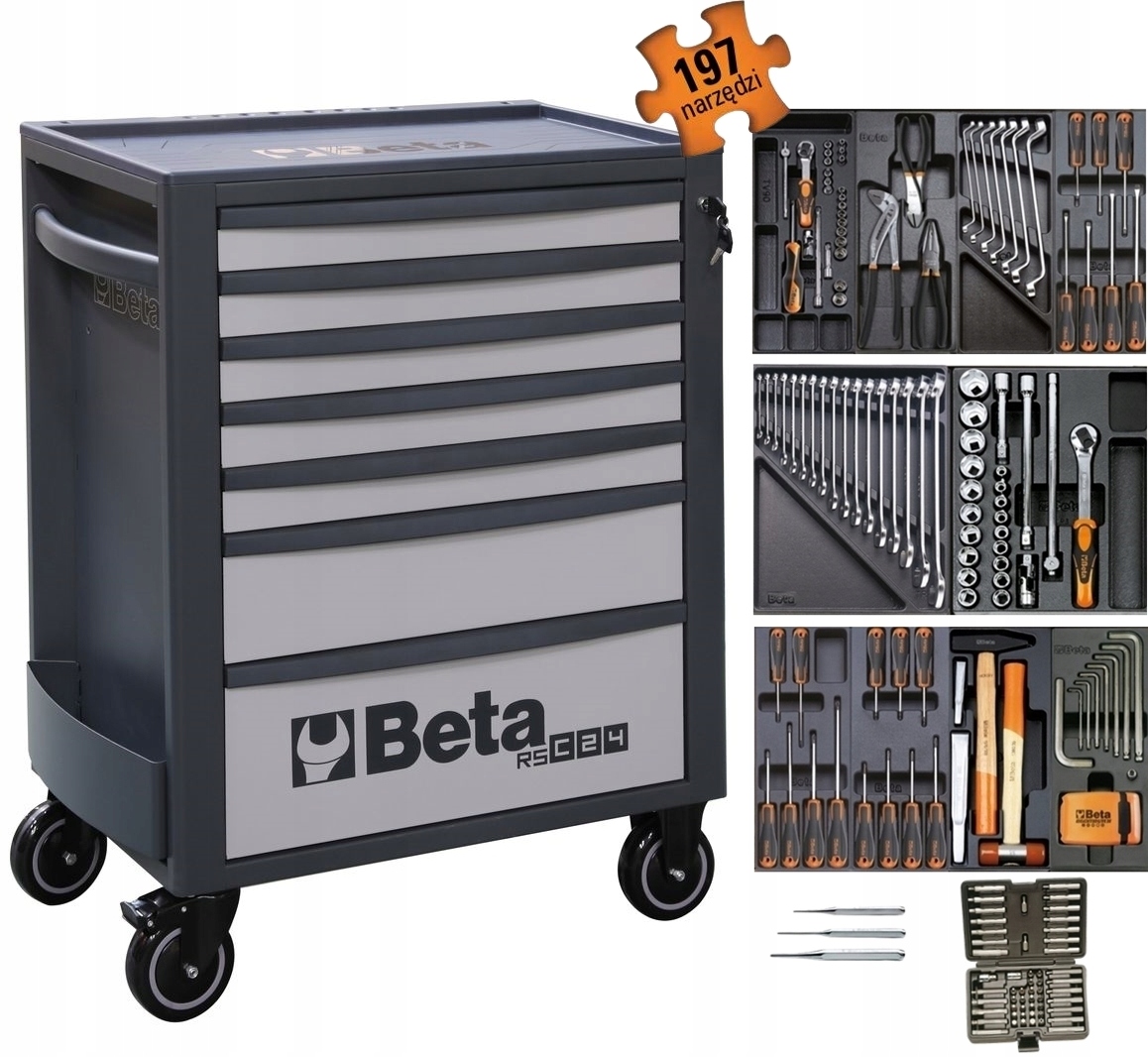 Візок для інструментів бета-шафа RSC24 / 7 / G набір 197