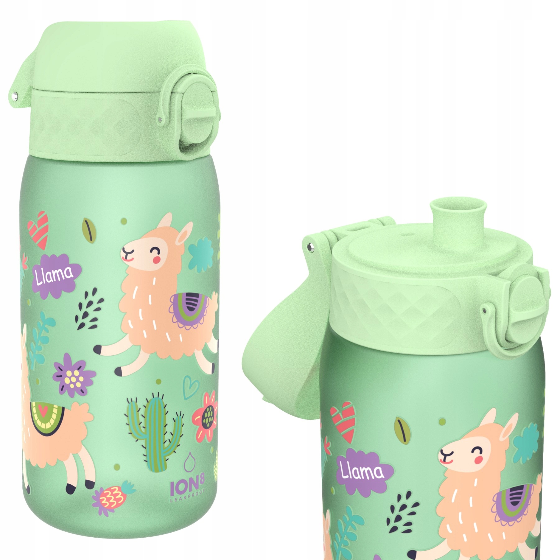 Bidon Butelka -atest Pzh- Zielona Zwierzę Alpaka Lama ION8 0,35 L 350 ml
