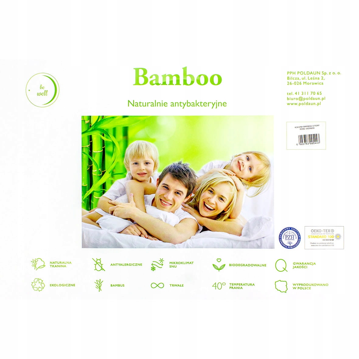 Kołdra BAMBUSOWA 4 Pory roku 140x200 cm POLDAUN Rodzaj antyalergiczna bambusowa