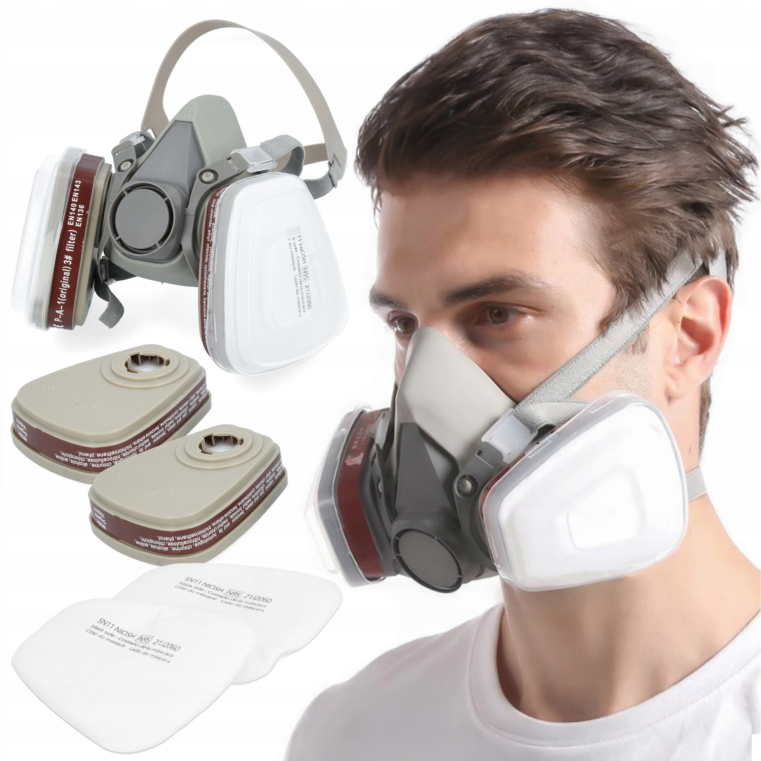 MASKA LAKIERNICZA PÓŁMASKA OCHRONNA PRZECIWPYŁOWA ZESTAW FILTRY WKŁADY