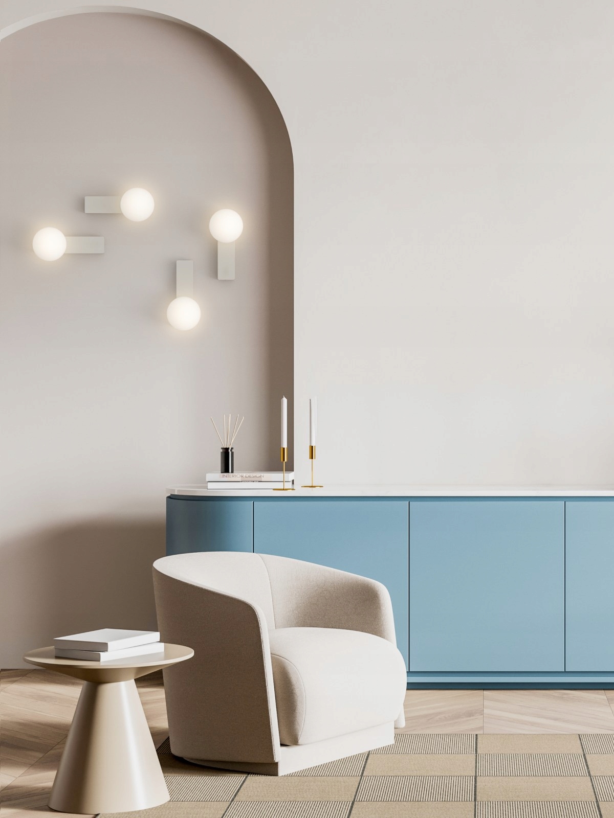 Lampa na zeď Boletta Parette Toupe Switch káva s mlékem, obdélníková