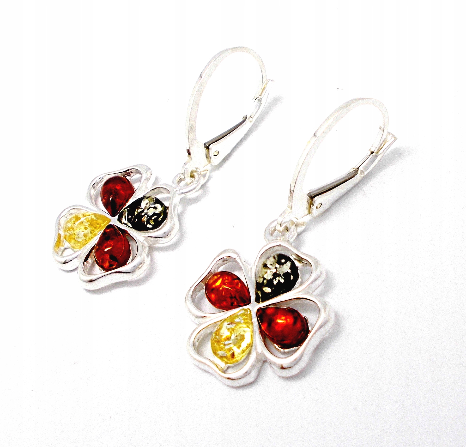 Náušnice S Jantarom A Stříbrem 925