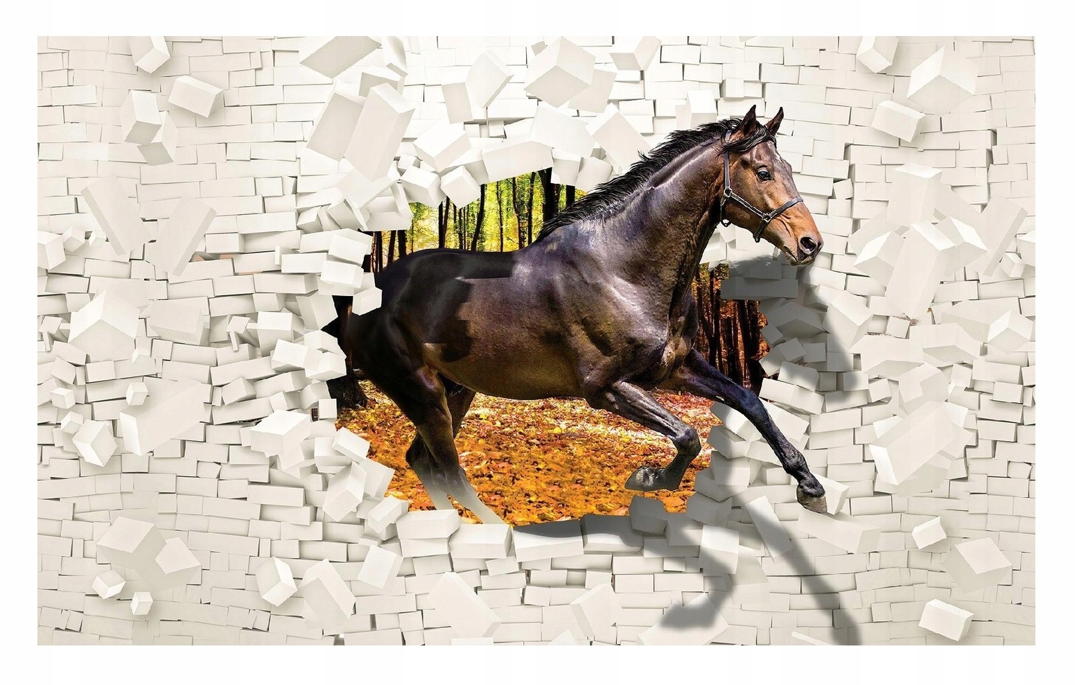 Fototapeta S Koňom 3D Kôň Diera Stena 312x219