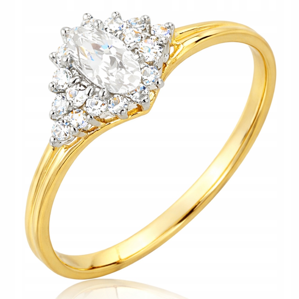 Zlatý Prstýnek 585 s Bílou Zirkonií Gravírování Bonus r17