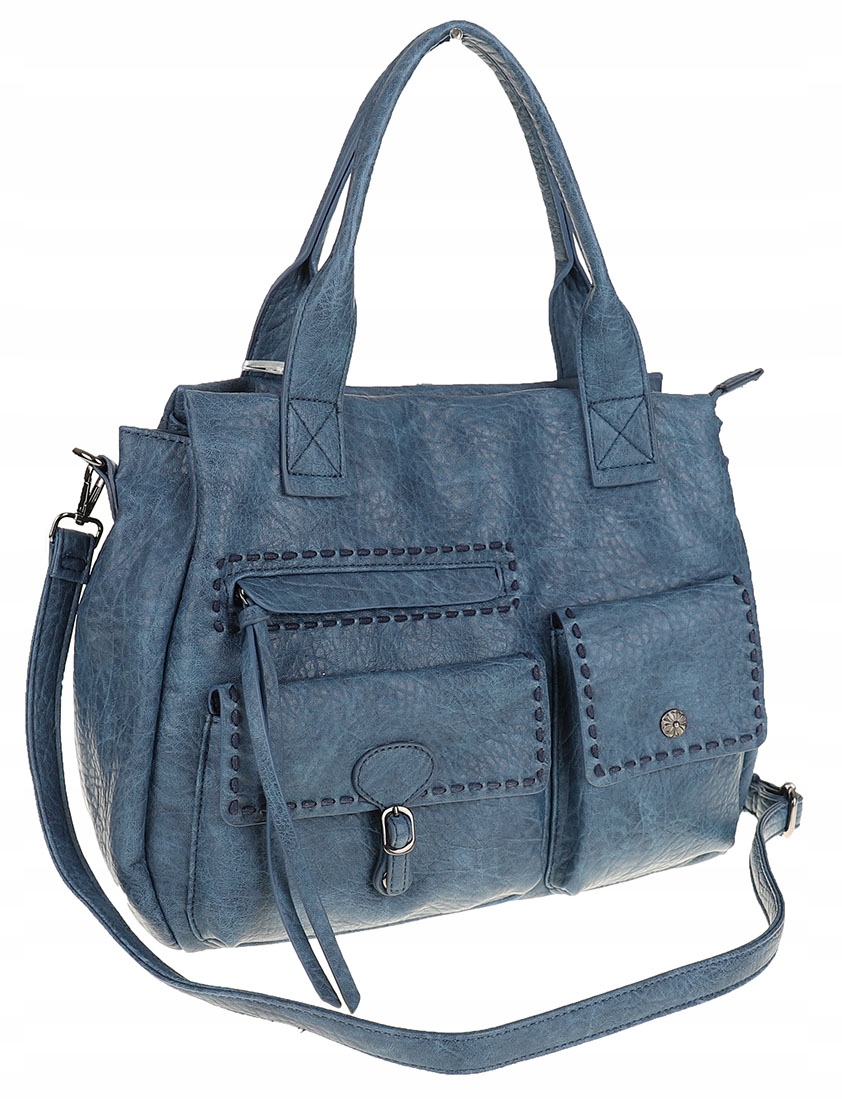 Tommasini Włoska Marka Torebka Damska Listonoszka Shopper SP92581 Niebieska