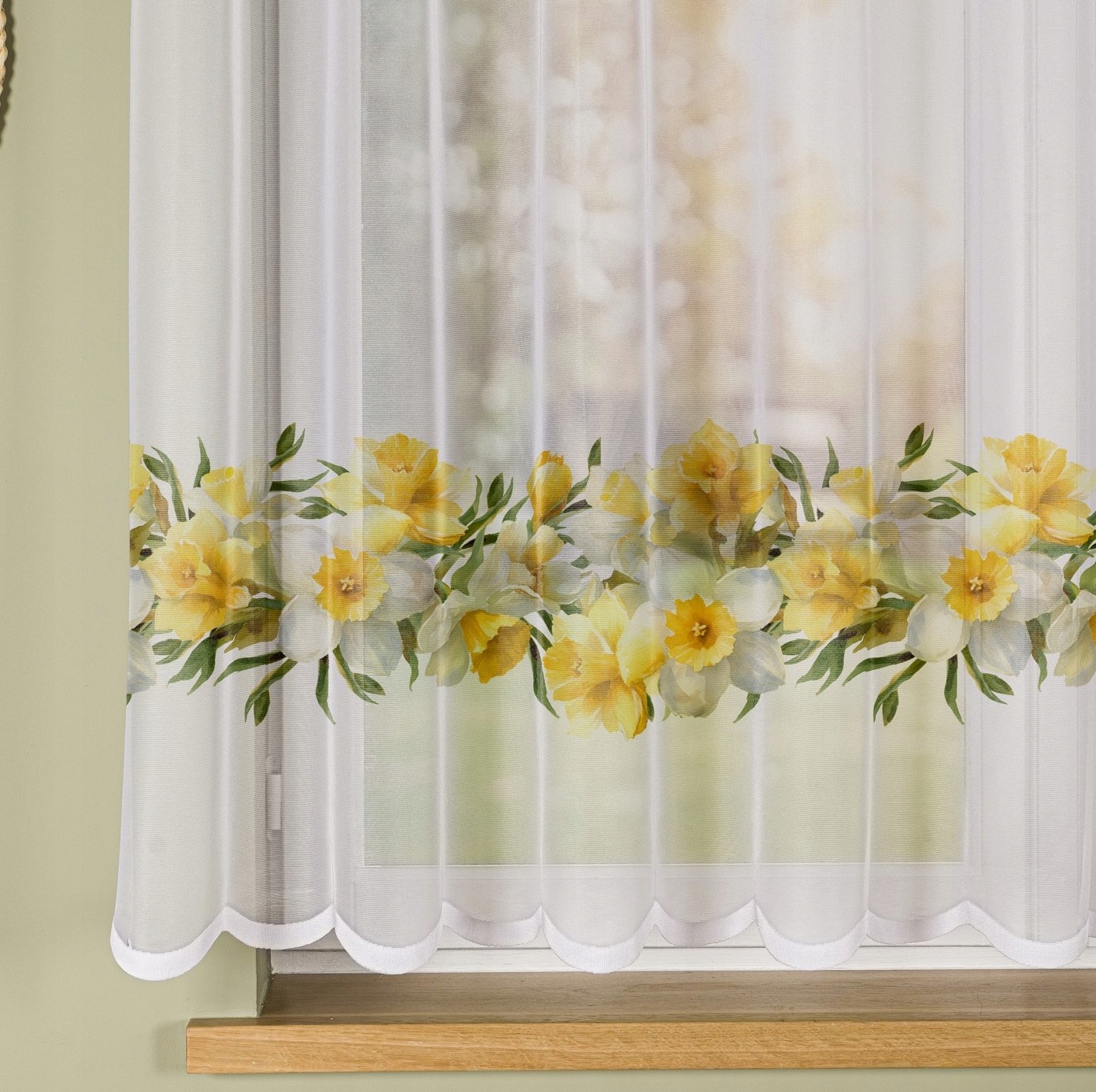 Záclona narcisy hotová bílá žakárová malovaná záclona vypadá nádherně v okně 250x130