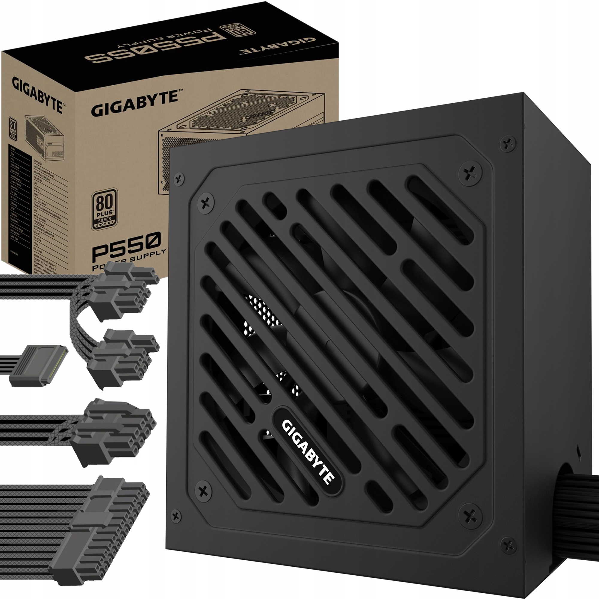 Napájecí zdroj pro počítač 550W 80 plus stříbrný Atx 3.0 2X PCIe 6+2 aPFC Gigabyte