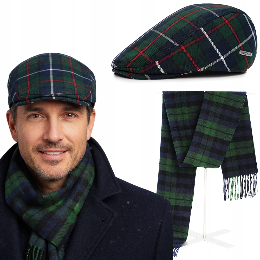 Pánský kašpárek a šátek se skotskou kostkou Stylový komplet Ideální na Vánoce