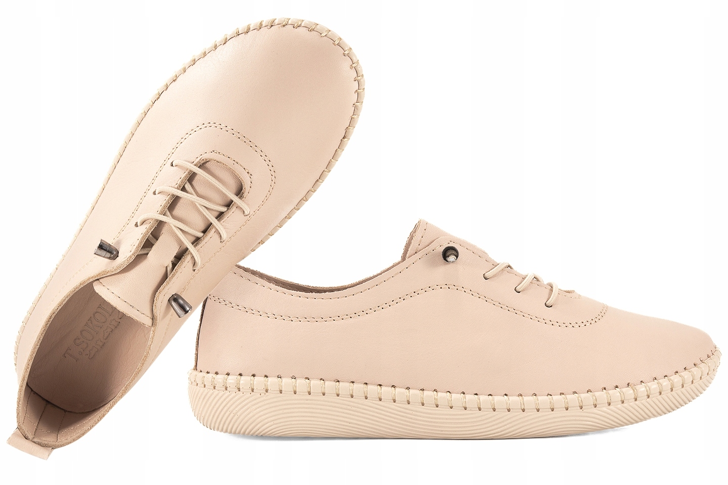 T.sokolski Og 2023 Dámské Kožené Polobotky béžové, béžová, velikost 39