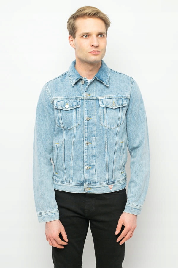 Pánská Džínová Bunda Guess M3GXN1 D4Z62 Modrá M