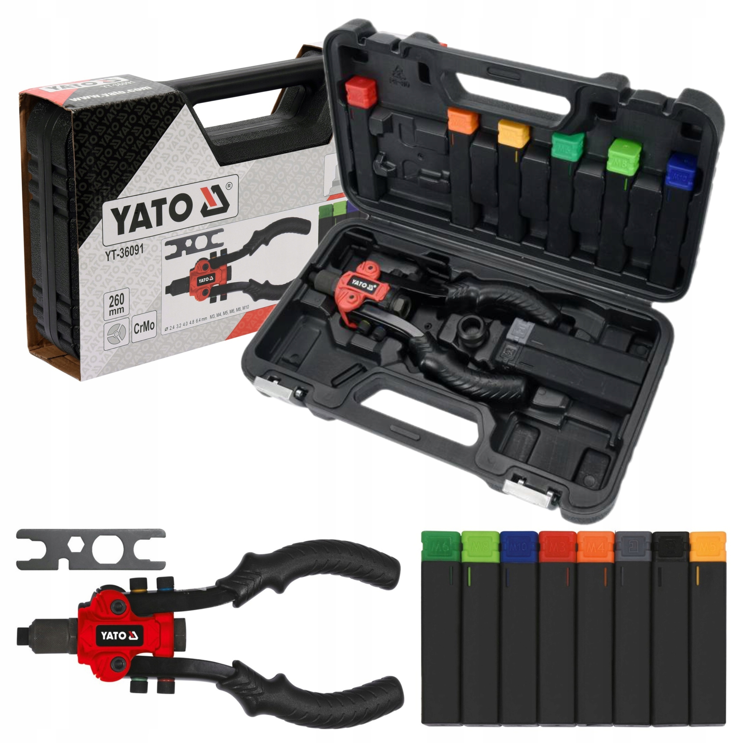 YATO NITOWNICA DŹWIGNIOWA 2,4-6,4mm M3-M12, 3w1