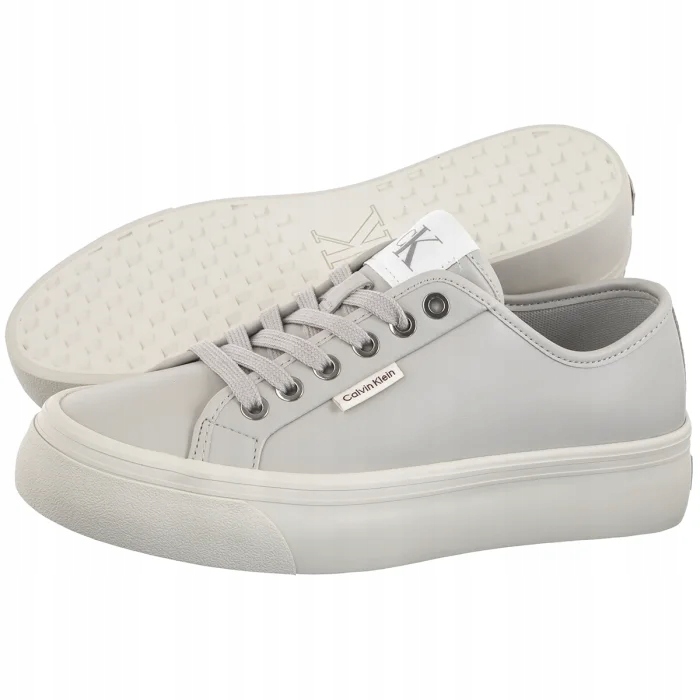 Boty Calvin Klein Vulc Flatf Lace Up Lth Moonstruck YW0YW01932 Šedé