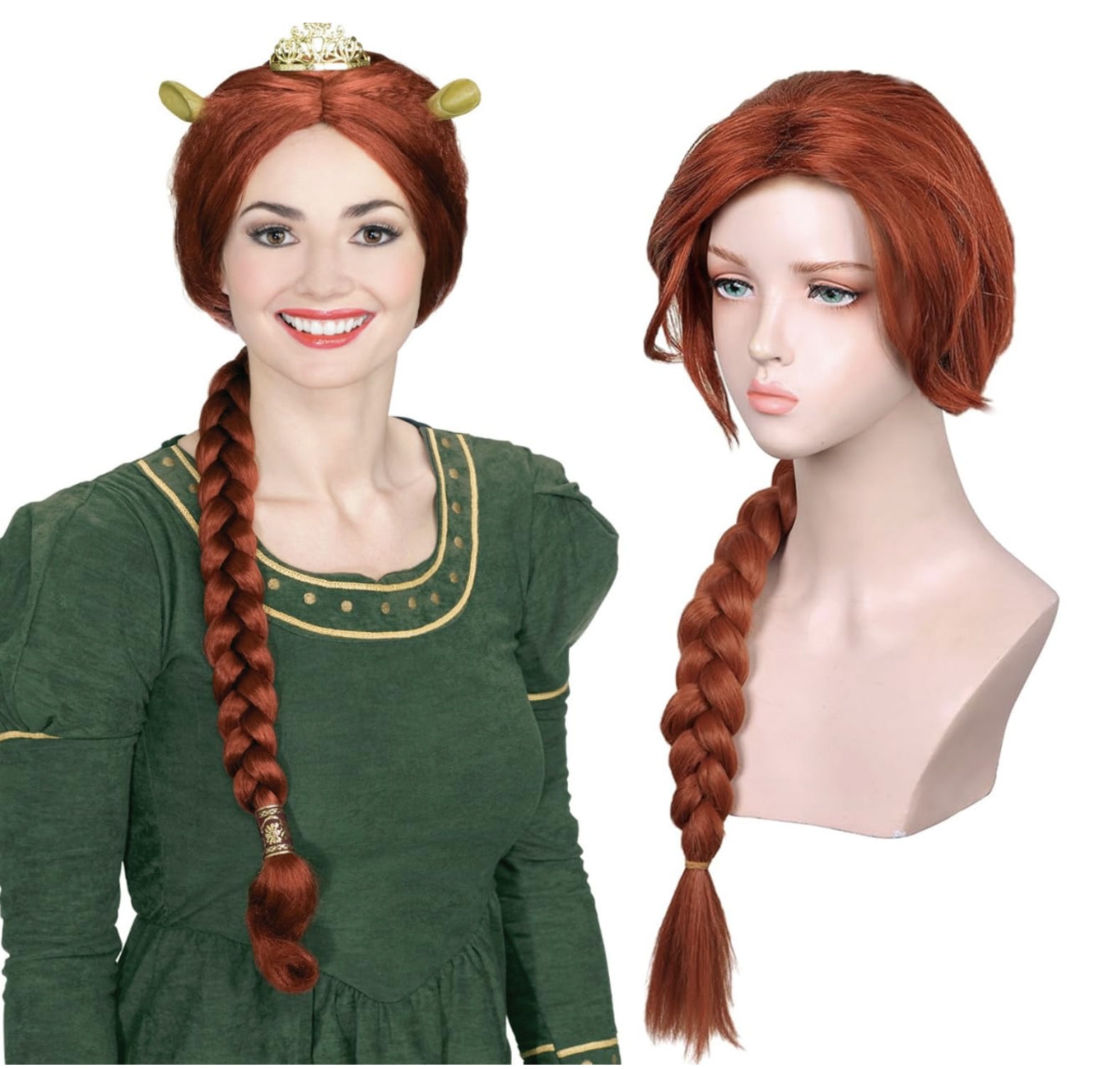 Paruka Fiona Shrek Červená paruka s copánkem Cosplay Princezna Fiona