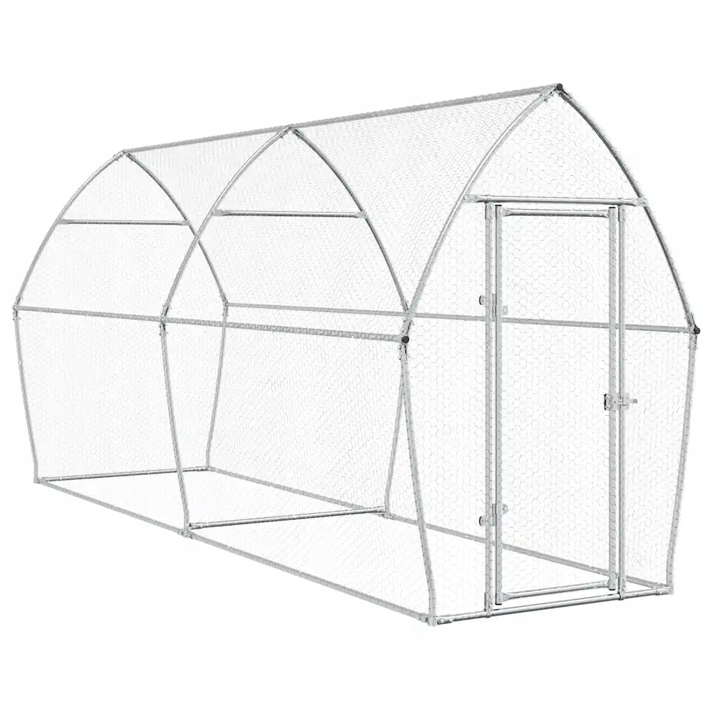 Zahradní klec pro kuřata z galvanizované oceli, 400 x 105 x 182 cm, stříbrná