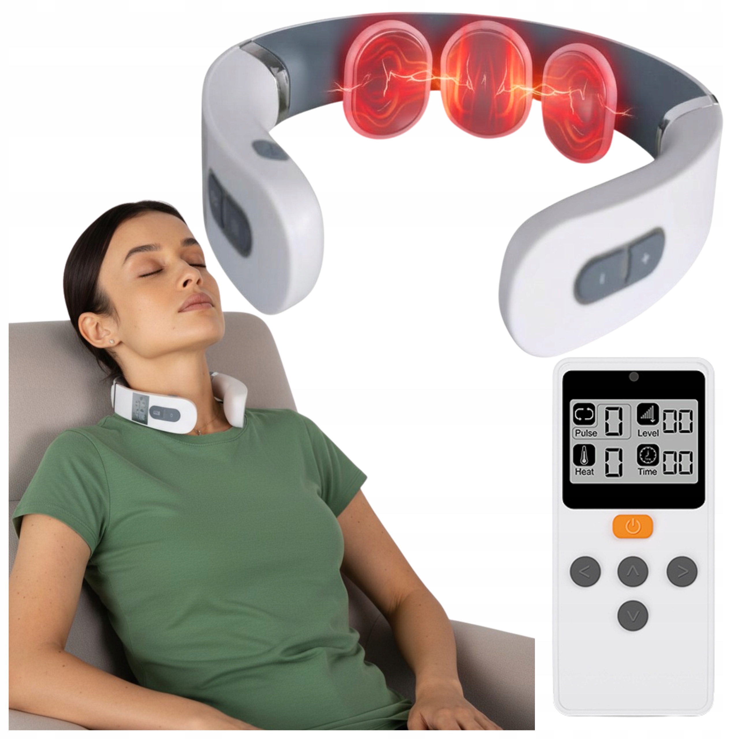 Masażer Do Szyi Karku Grzejący Masaż Shiatsu Ems Tens Elektrostymulator Pro