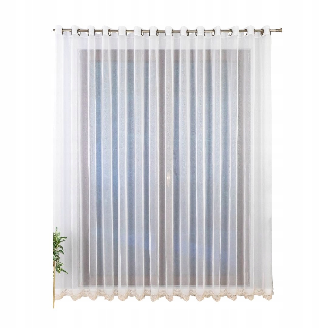 Markýzová záclona na průchodkách bílá s béžovou výšivkou 350X270