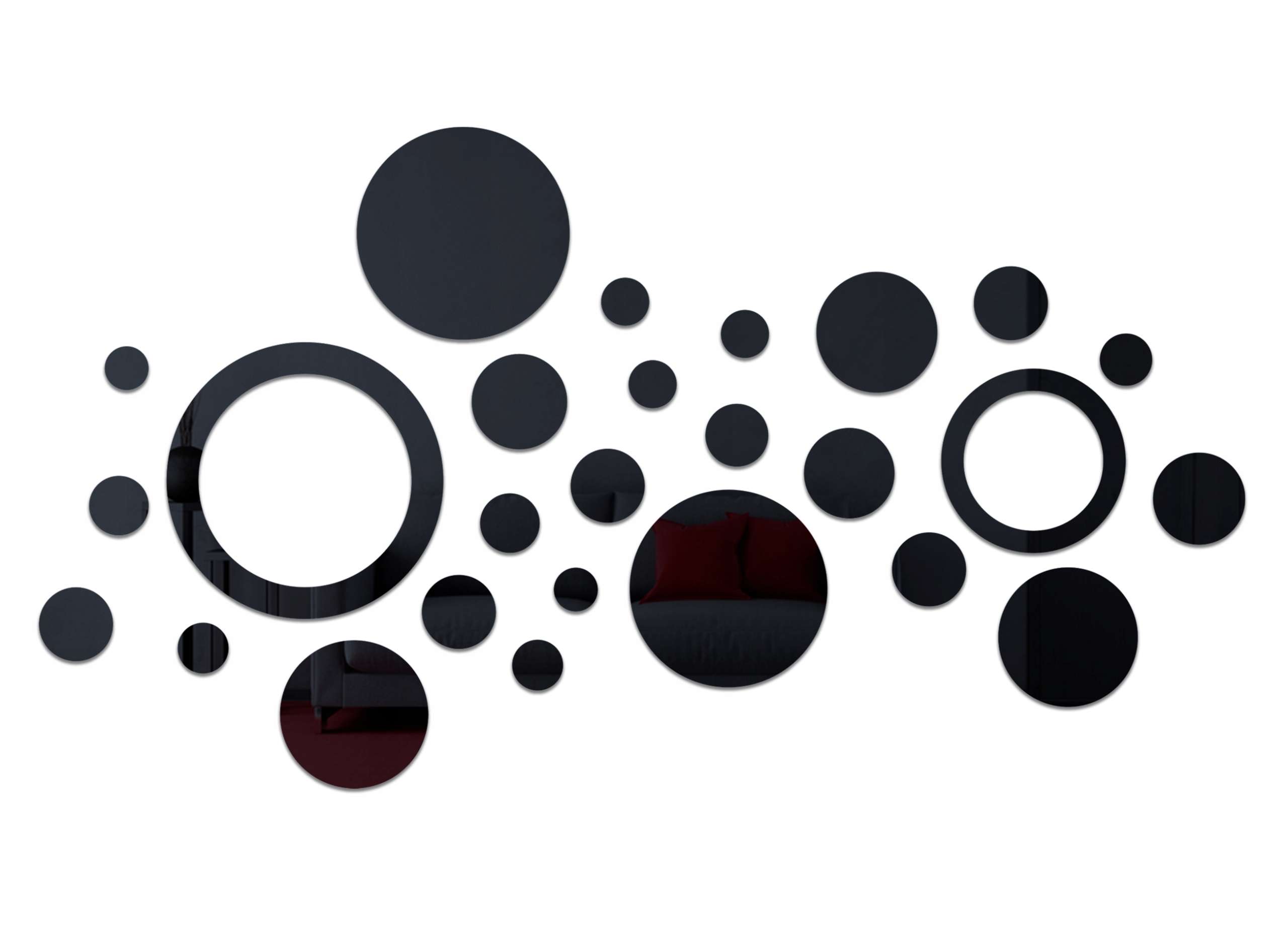 

Dekoracyjne nowoczesne lustro czarne Rings Black