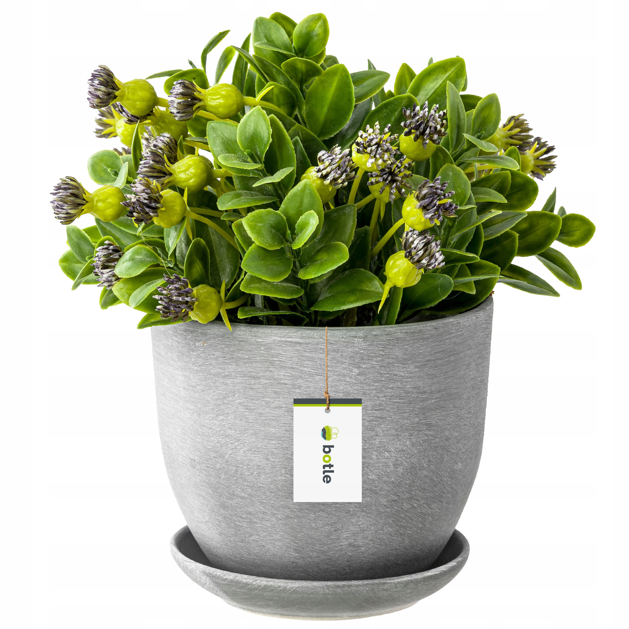

Doniczka ceramiczna ø16cm z podstawką beton jasny