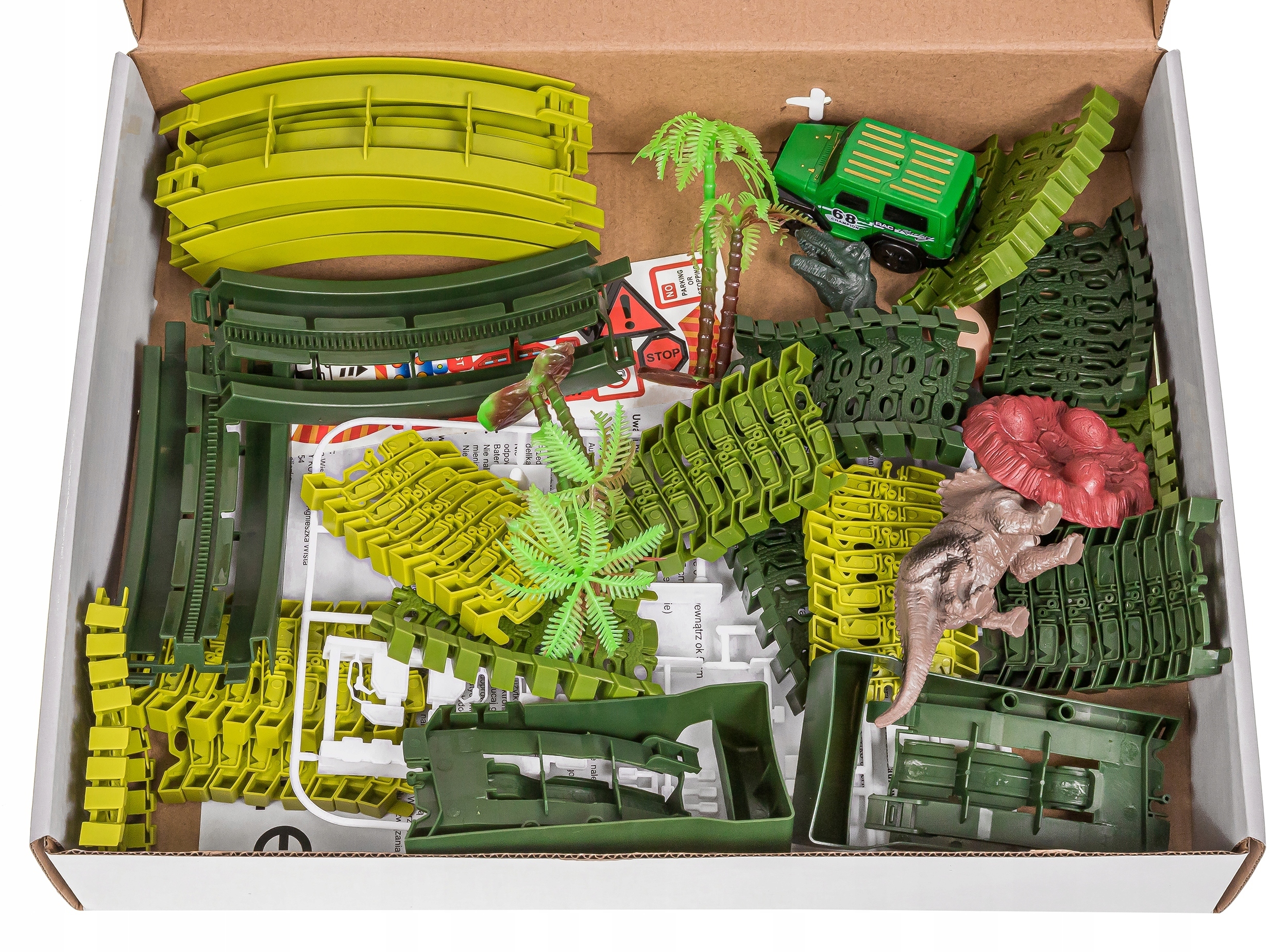 TOR SAMOCHODOWY WYŚCIGOWY XL DINOZAUR AUTO 242cm Model ŚWIECĄCY TOR SAMOCHODOWY MAGIC