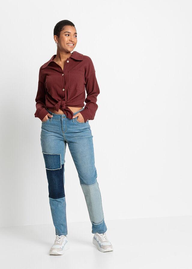 SPODNIE JEANSOWE Z OZDOBNYMI ŁATAMI BONPRIX 46