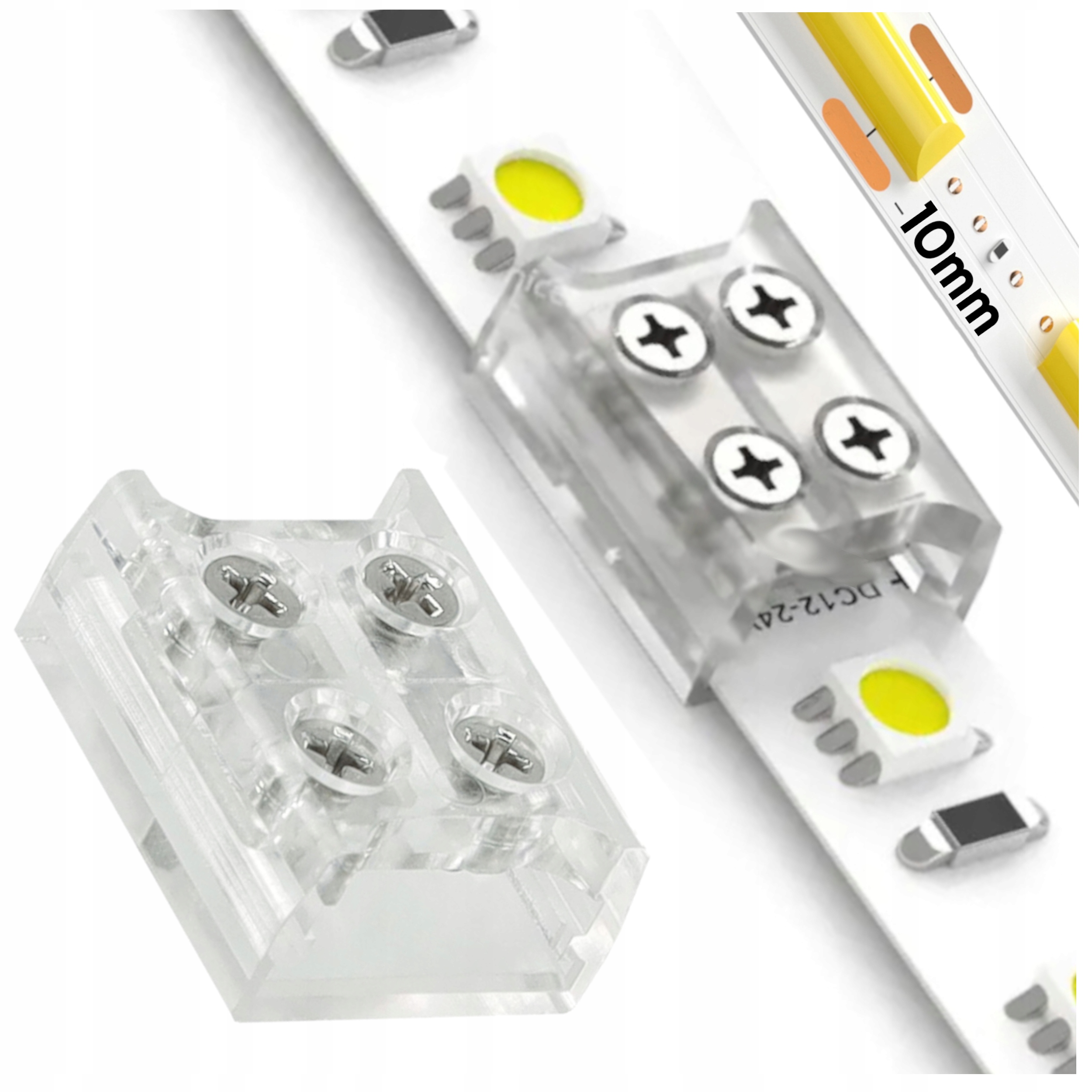 Złączka do taśmy LED COB SMD 10mm łącznik taśma-taśma wkręcana obustronna